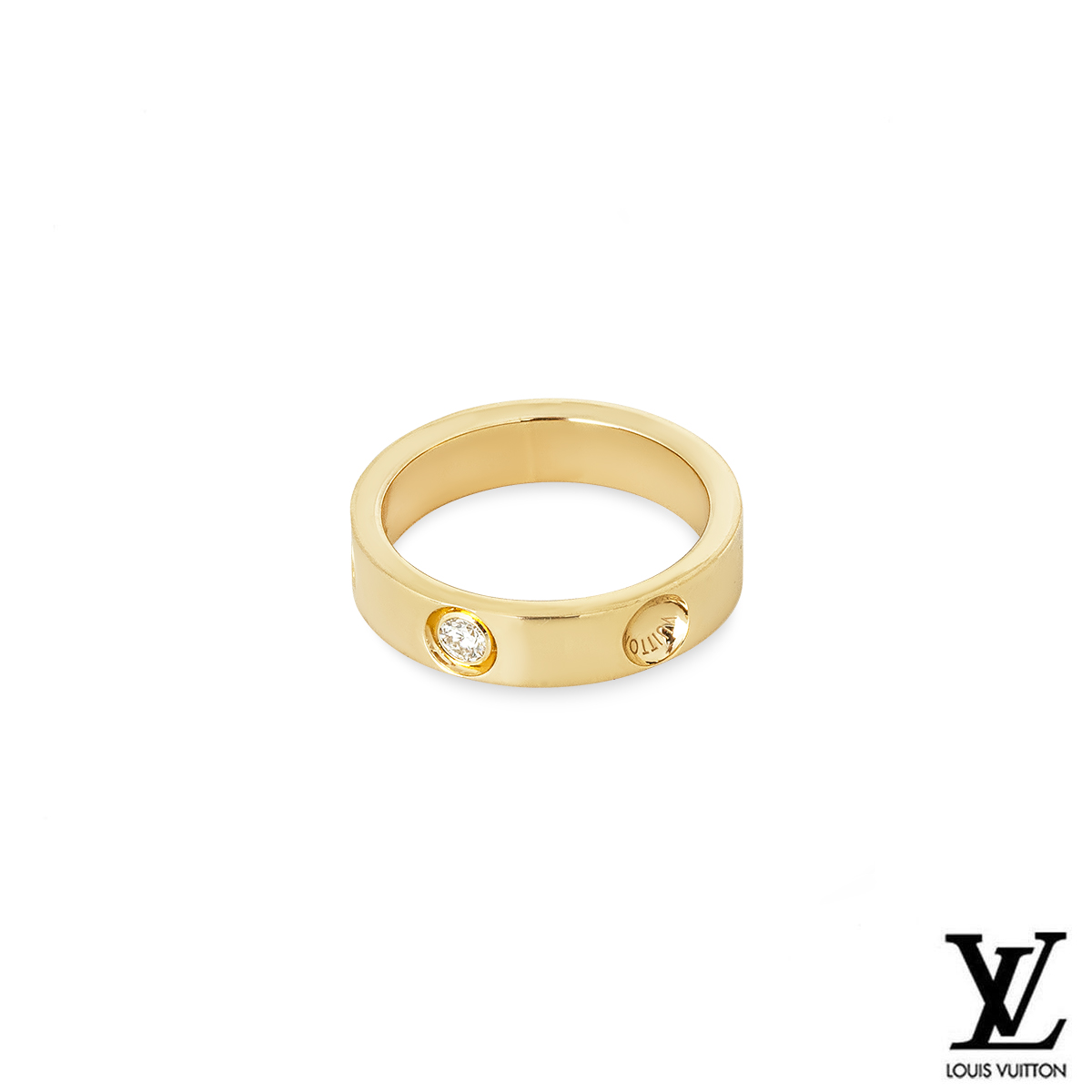 Louis Vuitton Yellow Gold Diamond Empreinte Ring Size 56